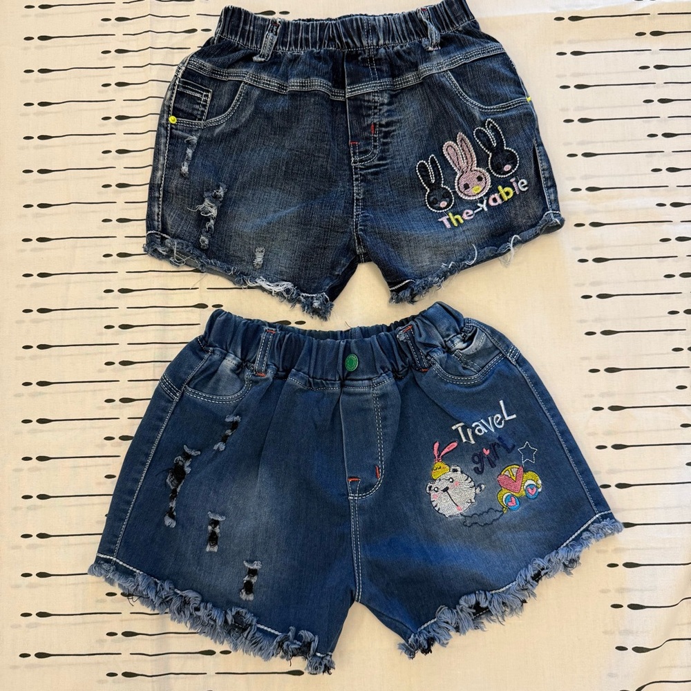 Kids Denim Shorts with Fun Embroidery(2)